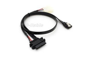 SATA 13pin To SATA 7 Pin With LP4 Power Cable Black