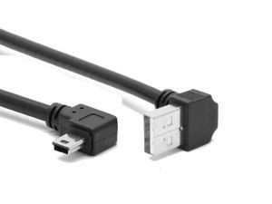 Right Angle USB 2.0 A Male to Mini-B (5-Pin) Male Left Angle Cable